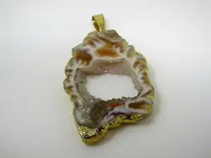 Authentic The Gilded Heart of the Earth: Vintage Agate Geode Druzy Pendant