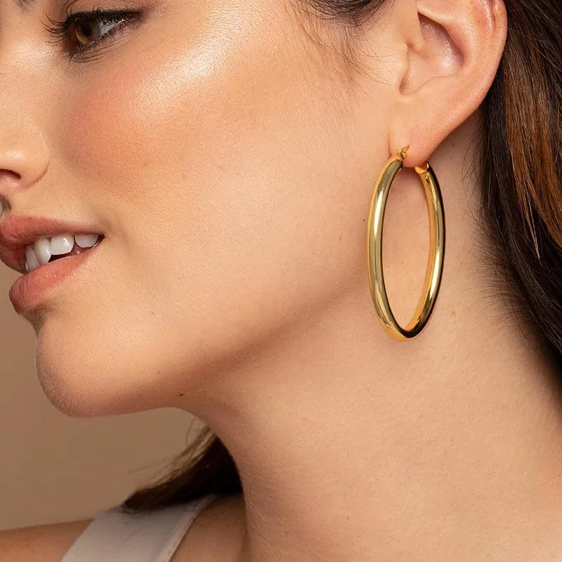 Authentic Radiant Solar Flares Gold Click Hoops