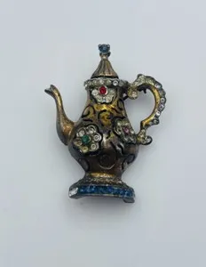 Authentic The Alchemist's Brew: Vintage Gold-Plated Tea Pot Talisman