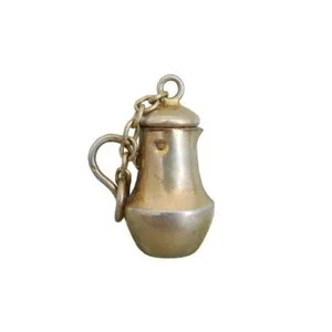 Authentic The Gilded Vessel of Morning Rituals: Edwardian Vermeil Coffee Pot Charm