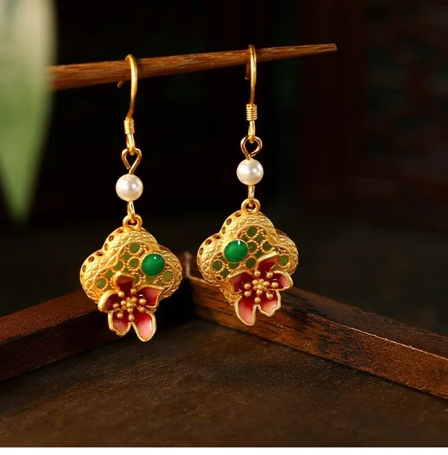 Authentic Wings of Serenity Jade and Pearl Butterfly Talisman Earrings - 18K Solar Gold Plated Sacred Adornments
