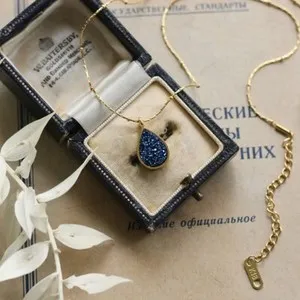 Authentic Celestial Dreamwater Pendant: 18k Gold‑Plated Blue Crystal Drop