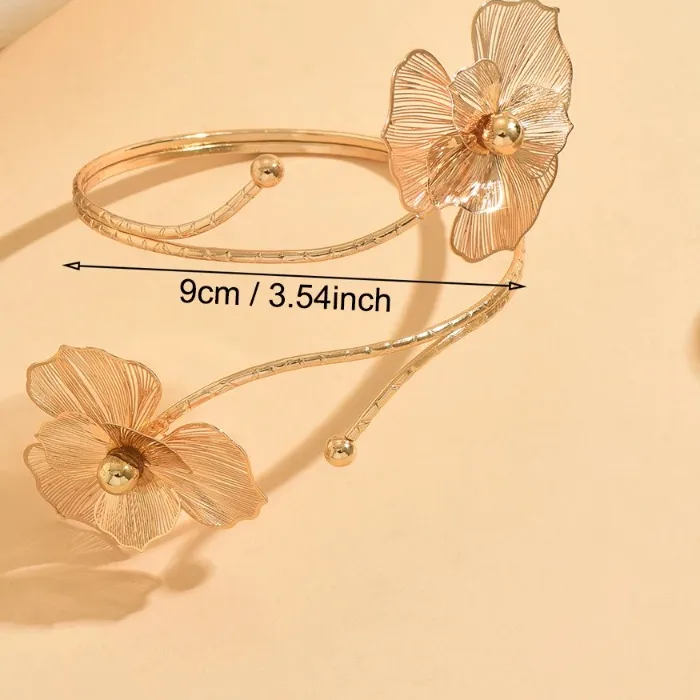Authentic Gilded Blossom Open Arm Cuff of Solar Radiance