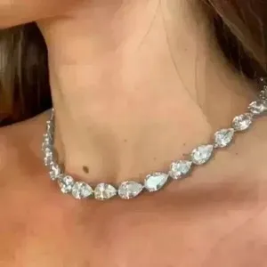Authentic Radiant Pear-Cut Celestial Tennis Necklace