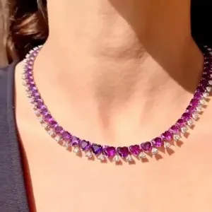 Authentic Celestial Heart Amethyst Radiance Tennis Necklace
