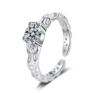 Authentic Celestial Halo Open Cuff Ring in Radiant White Gold Plate