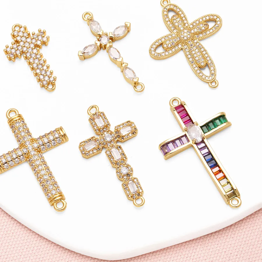 Authentic Prismatic Grace Rainbow Crucifix - Crystal Cross Talisman and Gold Plated Aura Charm