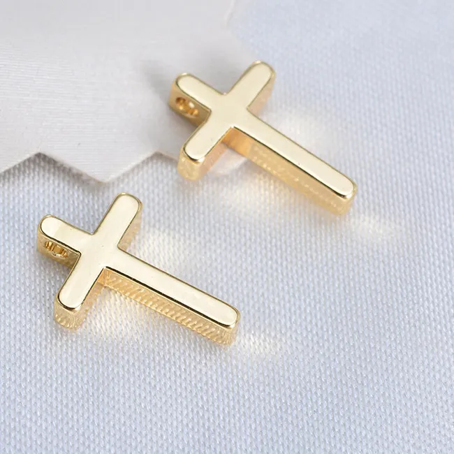 Authentic The Golden Crossroads: 24K Champagne Gold Plated Brass Cross Charms