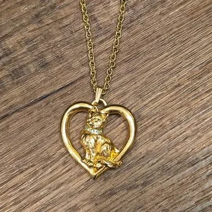 Authentic The Feline Heart of Radiance: A Gilded Talisman of Affection