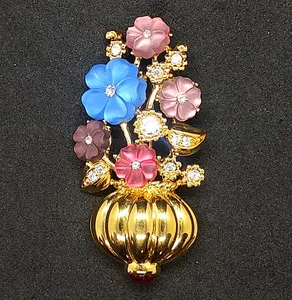 Authentic The Gilded Gardenia: Vintage Trifari Rhinestone and Glass Floral Talisman
