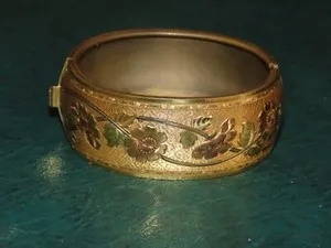 Authentic Eternal Bloom Victorian Enchanted Gold- Plated Cuff Bracelet