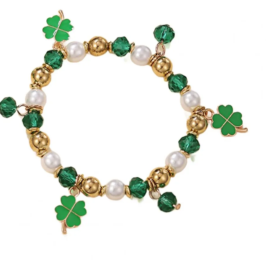 Authentic St Patrick Day Jewelry Shamrock Bracelet St Patrick S Day Jewelry Irish Beaded Lucky Bracelet Elastic Clover Festive
