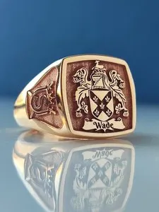 Authentic The Sovereign Legacy: Custom Gold-Plated Family Crest Signet Ring