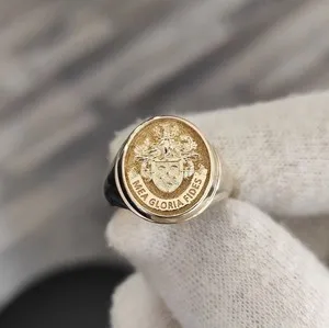 Authentic The Sovereign Legacy: Custom Gold-Plated Family Crest Signet Ring