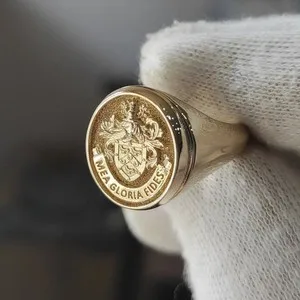 Authentic The Sovereign Heraldry Custom Gold-Plated Family Crest Ring