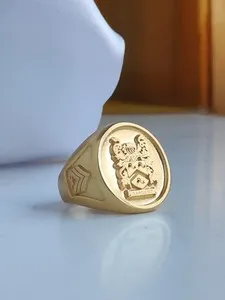 Authentic The Sovereign Legacy: Custom Gold-Plated Family Crest Signet Ring