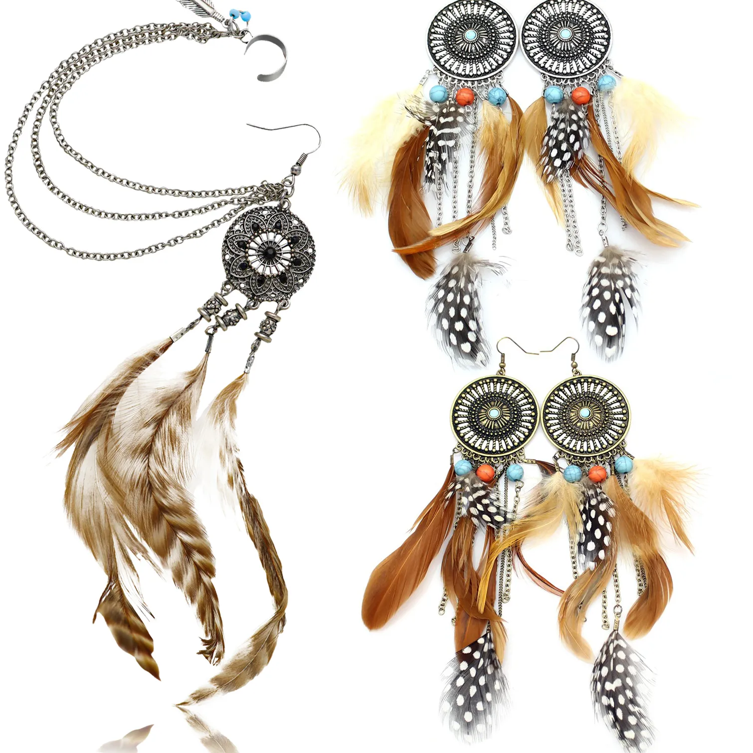 Authentic Celestial Plume Talismans: Bohemian Feather Hoop Earrings
