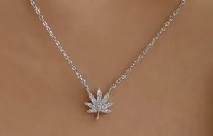 Authentic The Gilded Herb: 1.00 Ct Round Cut Simulated Diamond Pot Leaf Talisman in 14K White Gold Plating