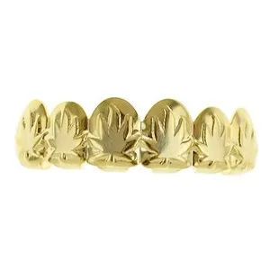 Authentic The Verdant Sovereign: 14k Gold-Plated Cannabis Leaf Grillz