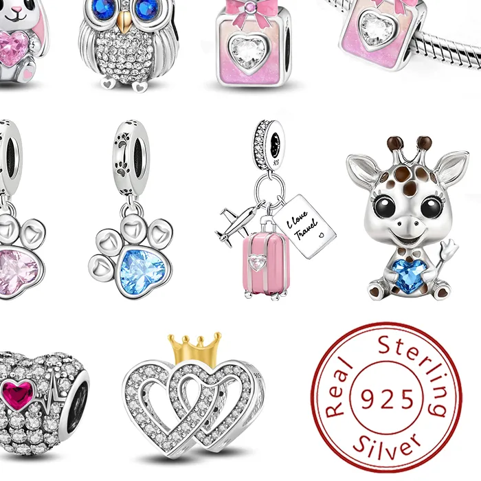 Authentic 925 Sterling Silver Romantic Zircon Red Love Heart Charms Beads Fit Original Pan Bracelet Bangles Diy Fine Jewelry