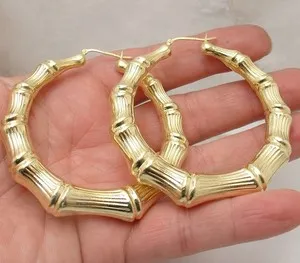 Authentic The Golden Grove Whispers: 14K Gold-Plated Bamboo Hoop Earrings