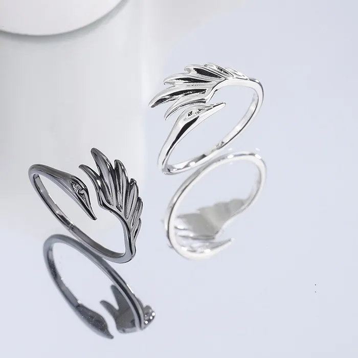 Authentic Mewanry Silver Color Swan Geometric Rings For Women Girls Elegant Temperament Trendy Sweet Simple Anniversary Jewelry Gifts