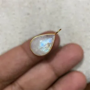 Authentic Celestial Luminescence Moonstone Golden Tear Pendant