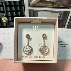 Authentic Celestial Whispers Moonstone Halo Drop Earrings