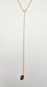 Authentic Argento Vivo Hamsa Y Necklace Gold Plated Silver Cubic Zirconia