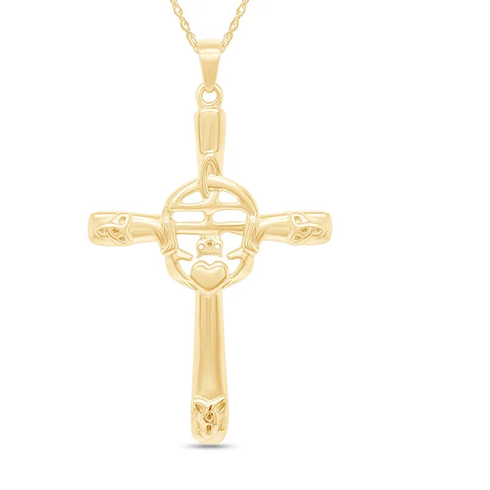 Authentic The Eternal Circle: Trinity Knot Claddagh Celtic Cross Talisman