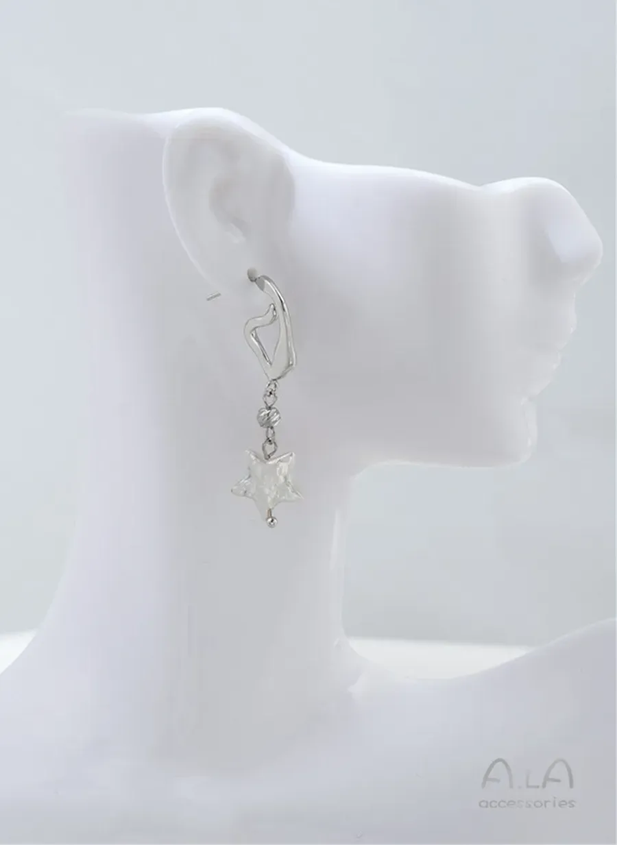 Authentic 14K Gold- Coated C- Shaped Diamond Earrings With Rings Lava Earrings 925 Diy Hand- Made Ear Jewelry Materials F412