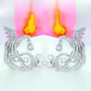 Authentic Eternal Phoenix Earrings: Radiant Zircon Wings in Gold-Plated Grace