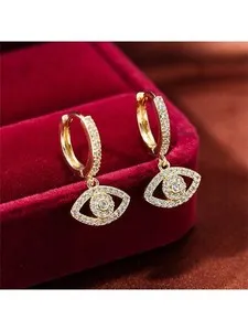 Authentic Celestial Gaze: 14k Gold-Plated Evil Eye Talisman Earrings