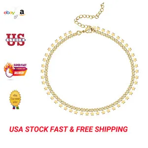 Authentic Celestial Gaze 14K Gold-Plated Evil Eye and Star Anklet