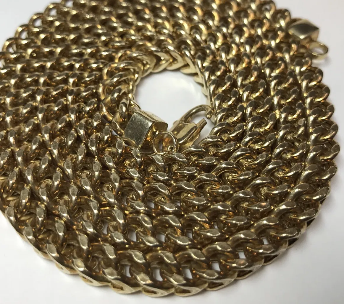 Authentic LONG HEAVY MENS GOLD PLATED STERLING SILVER CUBAN BOX LINK NECKLACE 925 75G 34”