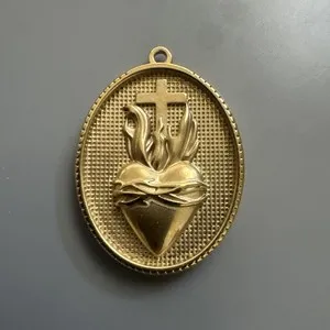 Authentic Celestial Sacred Heart Cross: Gold-Plated Guardian of Divine Love