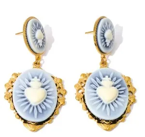Authentic Radiant Flaming Heart Ex Voto Talisman Earrings