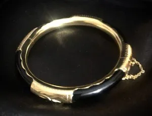 Authentic The Obsidian Petal: Vintage Gilded Black Jade Talisman