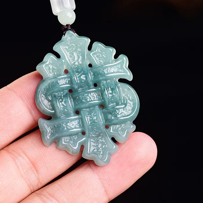 Authentic The Eternal Knot: Sacred Burmese Jadeite Talisman