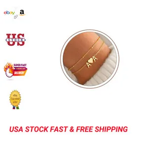 Authentic Celestial Heart Initial Bracelet – 14K Gold‑Plated Whisper of Love