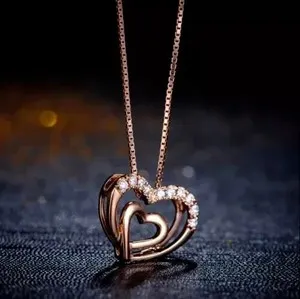 Authentic Heart of the Rose: Enchanted 14K Gold‑Plated Open‑Heart Pendant