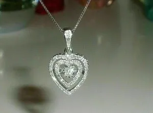 Authentic Enchanted Heart of Light – 2‑Ct Lab‑Created Diamond Pendant in 14K White‑Gold Aura