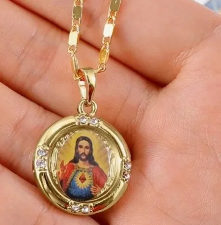 Authentic Sacred Heart of the Divine: 18K Gold Plated Chain Pendant