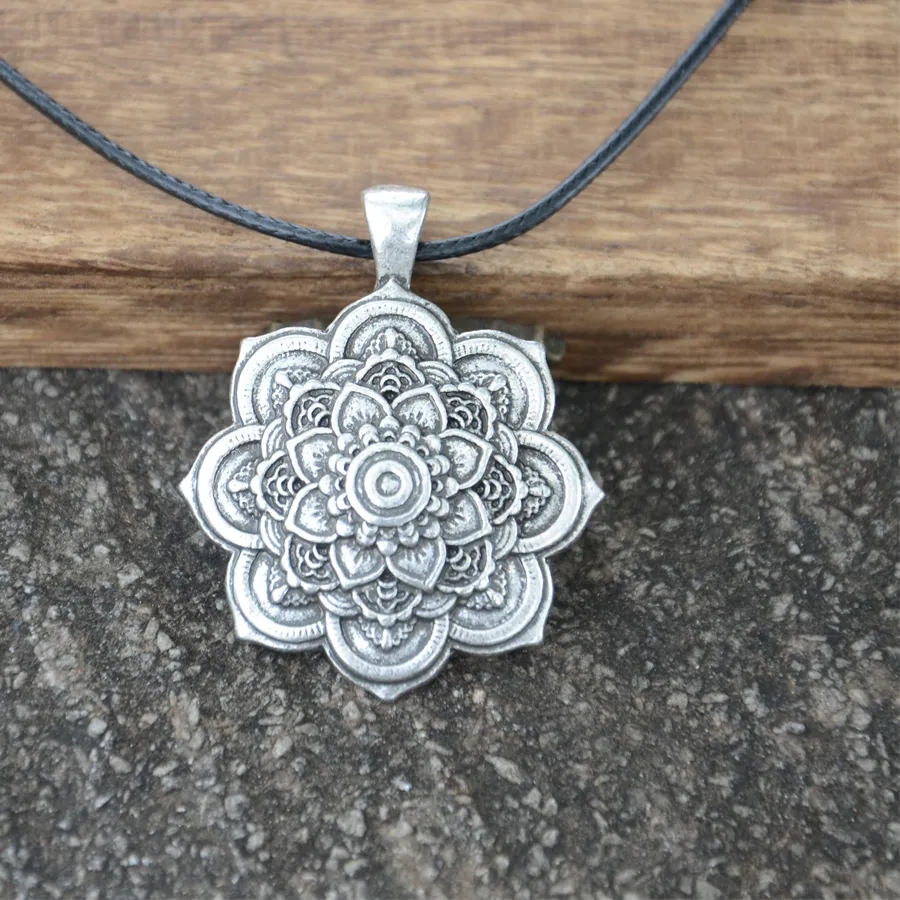 Authentic Om Yoga Lotus Mandala Pendant Necklace Jewelry