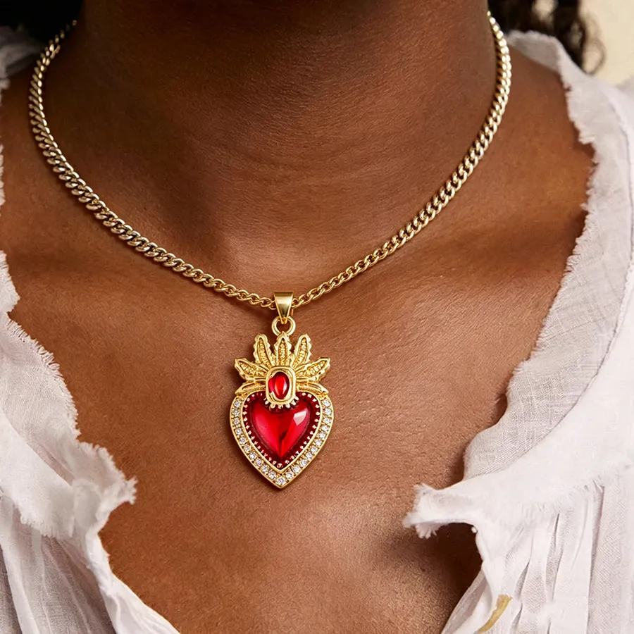 Authentic JUYA 18K Gold Plated Sacred Heart & Dark Romance Theme Charm Pendant Jewelry Findings for DIY Jewelry Making