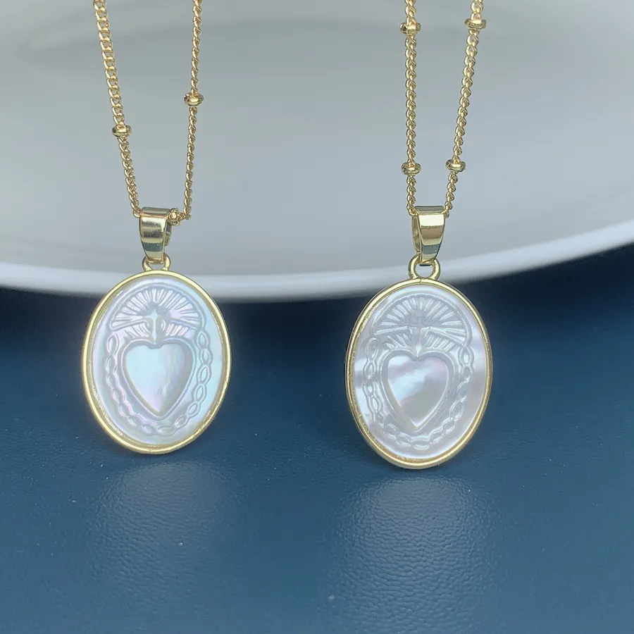 Authentic Sacred Heart Mother of Pearl Gold-Plated Talisman