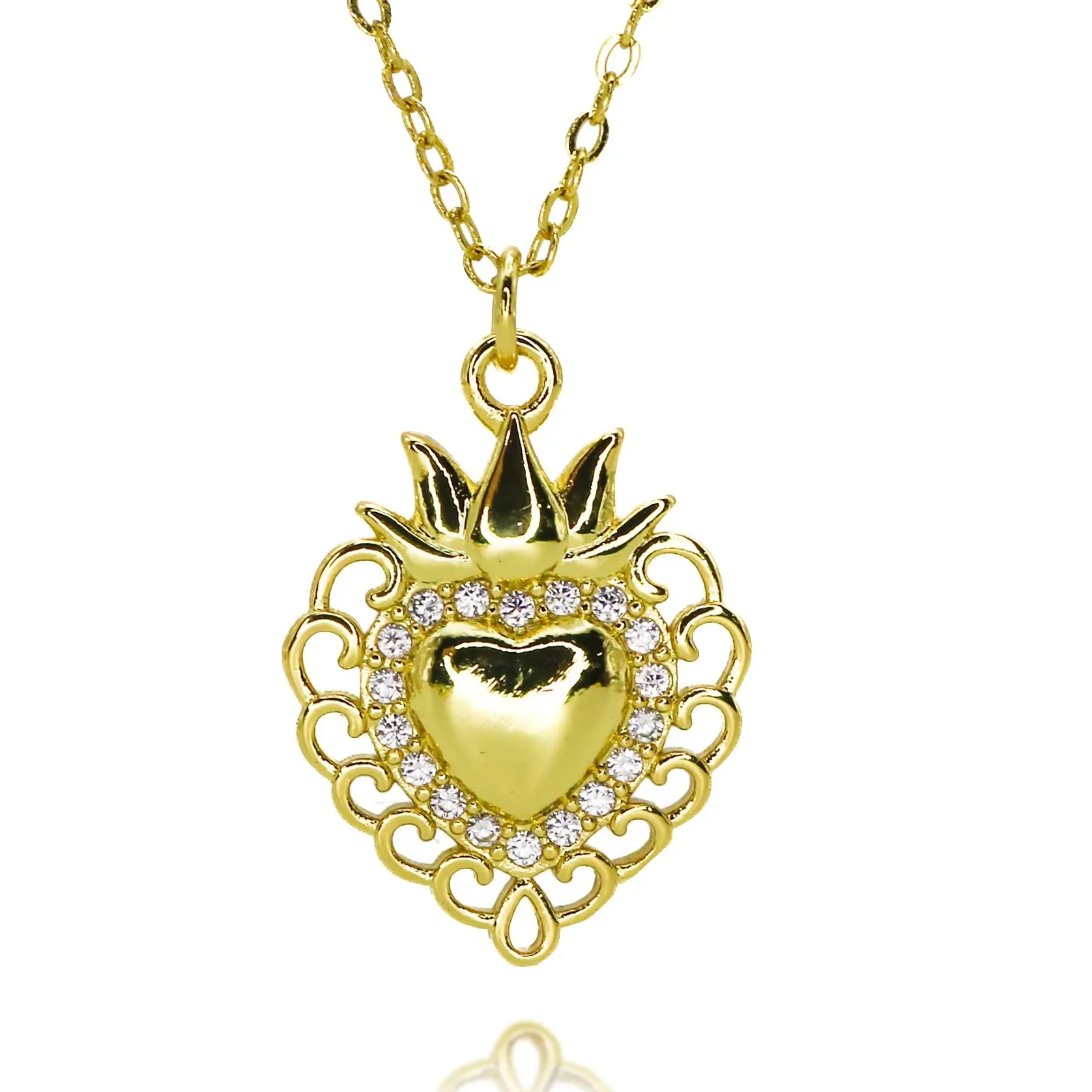 Authentic Gold Plated Radiant Sacred Heart of Jesus Charms for DIY Jewelry Making Flowers Edges Pendant Catholic Religious Jewelry Gifts