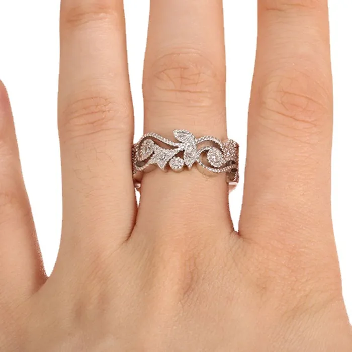 Authentic Celestial Dragon Blossom Ring – S925 Silver with Diamond Petals
