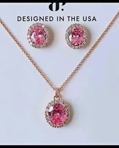 Authentic The Whispering Rose Quartz and Pink CZ Sacred Harmony Set