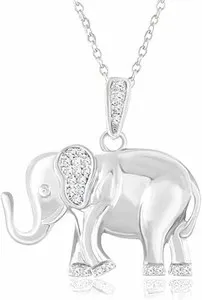 Authentic Celestial Elephant Amulet – 1/5ct Moissanite on White‑Gold Radiance